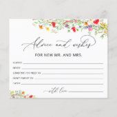 ワイルドフラワーアドバイスとウィッシュブライダルシャワーカード (正面)