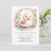 ワイルドフラワーアヒル魅惑的な女の子の赤ちゃんシャワー 招待状 (スタンド正面)