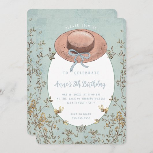 ワイルドフラワーアンズオブグリーンゲーブルズ誕生日 招待状 (正面/裏面)