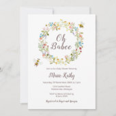 ワイルドフラワーアンド蜂のベビーシャワー招待状 招待状 (正面)