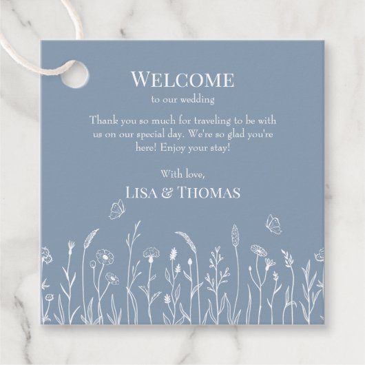 ワイルドフラワーアンド蝶ウェルカムギフトラベル フェイバータグ (正面)