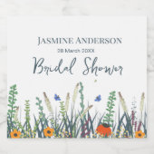 ワイルドフラワーアンド蝶ブライダルシャワー リキュールボトルラベル (シングルラベル)