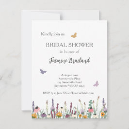 ワイルドフラワーアンド蝶ブライダルシャワー 招待状