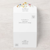 ワイルドフラワーアーカラフルチ金ゴールドフレーム |ボホ結婚ーの オールインワン招待状 (外側)