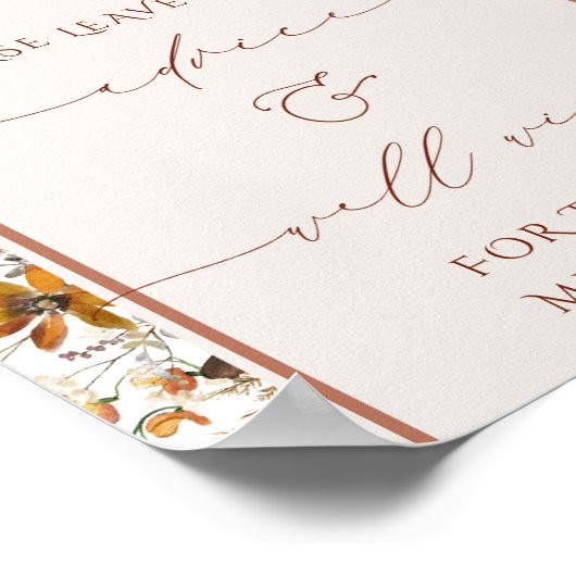 ワイルドフラワーアーチアドバイスとウィーズ結婚のサイン ポスター (角)