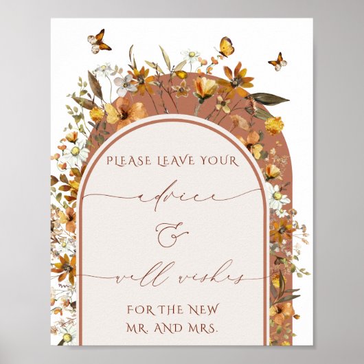 ワイルドフラワーアーチアドバイスとウィーズ結婚のサイン ポスター (正面)