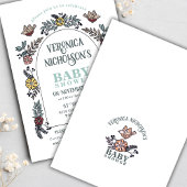 ワイルドフラワーアーチガーデンパーティーベビーシャワー 招待状