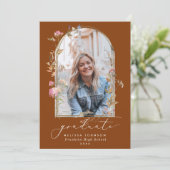 ワイルドフラワーアーチテラコッタ写真卒業 案内状 (スタンド正面)