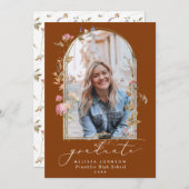 ワイルドフラワーアーチテラコッタ写真卒業 案内状 (正面/裏面)