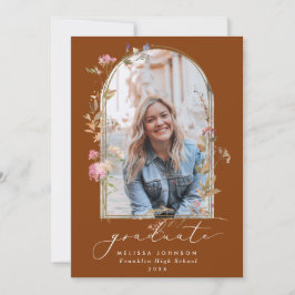 ワイルドフラワーアーチテラコッタ写真卒業 案内状