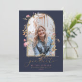 ワイルドフラワーアーチネイビー写真卒業 案内状 (スタンド正面)
