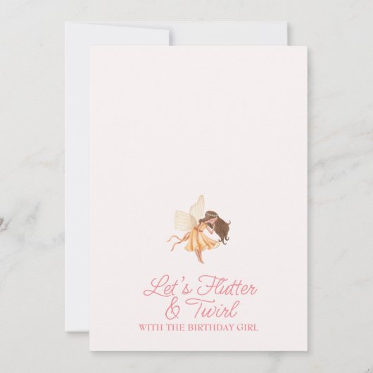 ワイルドフラワーアーチフラッタフェアリー誕生日 招待状 (裏面)