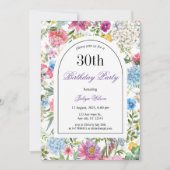 ワイルドフラワーアーチフレーム30th誕生日 招待状 (正面)