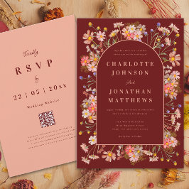 ワイルドフラワーアーチボホテラコッタ秋の結婚式 招待状