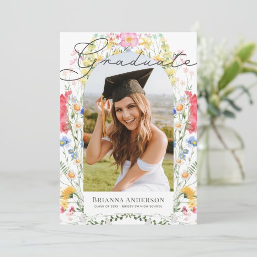 ワイルドフラワーアーチ写真卒業発表 招待状 (スタンド正面)