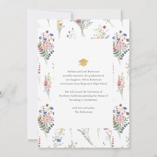 ワイルドフラワーアーチ写真卒業発表 招待状 (裏面)