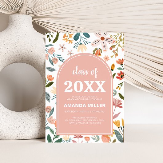 ワイルドフラワーアーチ卒業パーティー招待状 招待状