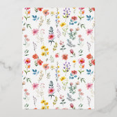 ワイルドフラワーアーチ結婚式の日付を保存 箔招待状 (裏面)