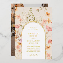 ワイルドフラワーアーチ結婚式招待状フォイル招待状 箔招待状