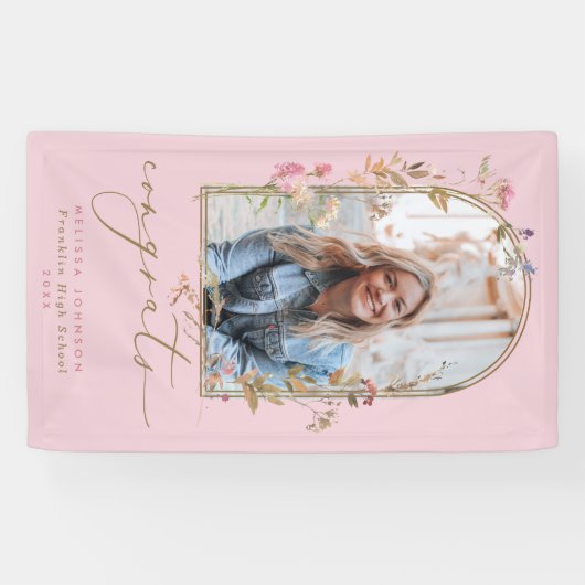 ワイルドフラワーアーチ赤面写真卒業パーティー 横断幕 (横)