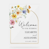 ワイルドフラワーアーチ金ゴールド |の結婚アクリルの歓迎サイン アクリルサイン (正面)
