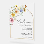 ワイルドフラワーアーチ金ゴールド |の結婚アクリルの歓迎サイン アクリルサイン (傾斜)