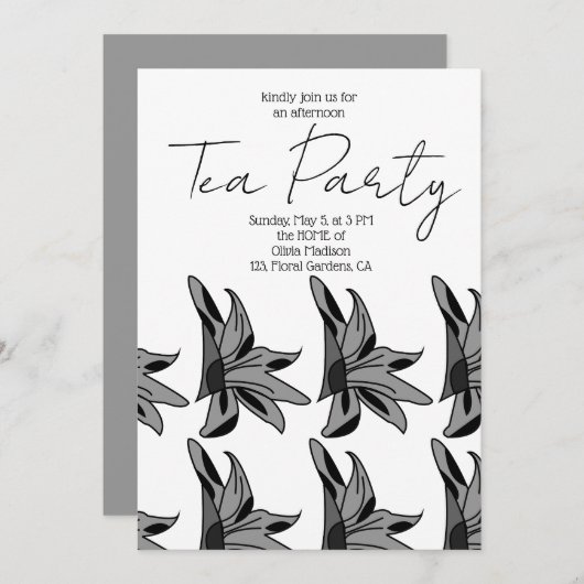 ワイルドフラワーアートティーパーティー 招待状 (正面/裏面)