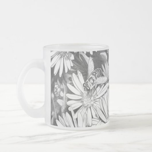 ワイルドフラワーアートビールグラスハニービー&フラワーズカップ フロストグラスマグカップ (左)