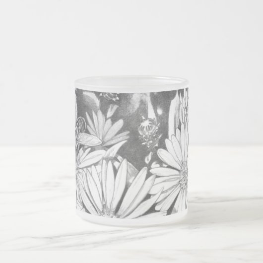 ワイルドフラワーアートビールグラスハニービー&フラワーズカップ フロストグラスマグカップ (中央)