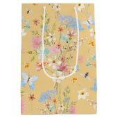 ワイルドフラワーイエローフローラビーバタフライデコップページ ミディアムペーパーバッグ (裏面)