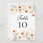 ワイルドフラワーイエローベージュ結婚のテーブル番号カード (裏面)