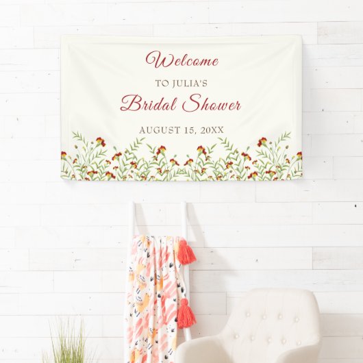 ワイルドフラワーイエローマリゴールド葉ブライダルシャワー 横断幕 (インサイチュ)