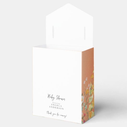 ワイルドフラワーイエロー&ピンク赤ちゃんシャワーありがとう フェイバーボックス (オープン)