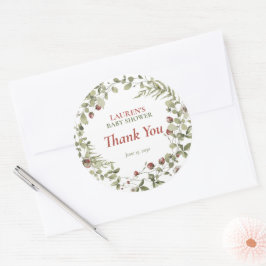 ワイルドフラワーイチゴ夏の赤ちゃんシャワーありがとう ラウンドシール