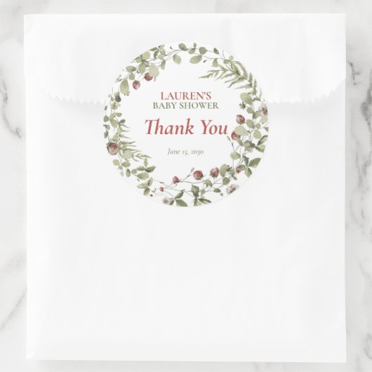 ワイルドフラワーイチゴ夏の赤ちゃんシャワーありがとう ラウンドシール (バッグ)