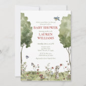 ワイルドフラワーイチゴ夏の赤ちゃんシャワーの招待 招待状 (正面)