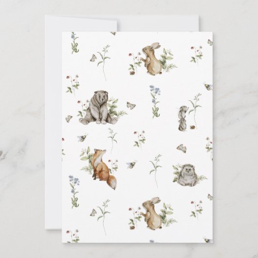 ワイルドフラワーイチゴ夏の赤ちゃんシャワーの招待 招待状 (裏面)