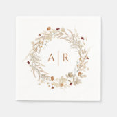 ワイルドフラワーイニシャル結婚ズモノグラム スタンダードカクテルナプキン (正面)