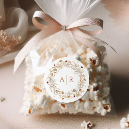 ワイルドフラワーイニシャル結婚ズモノグラム ラウンドシール