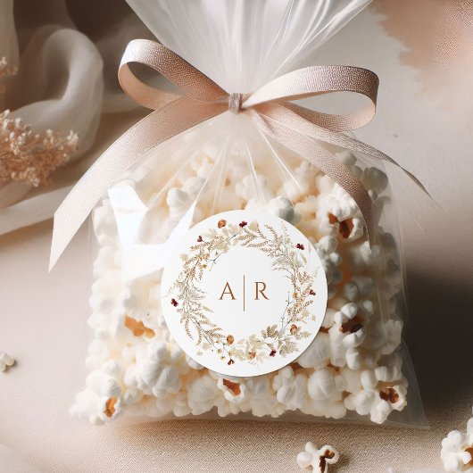 ワイルドフラワーイニシャル結婚ズモノグラム ラウンドシール