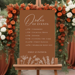 ワイルドフラワーイベント結婚のテラコッタ標識 ポスター