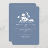 ワイルドフラワーインクコーンフラワーブルー 招待状 (正面/裏面)