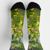 ワイルドフラワーインパスト絵を描のオリジナルフラワーアート ソックス (上部)