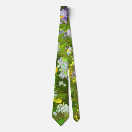 ワイルドフラワーインパスト絵画ズ – オリジナルフラワーアート ネクタイ (正面)