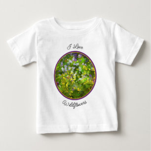 ワイルドフラワーインパスト絵画ズ – オリジナルフラワーアート ベビーTシャツ