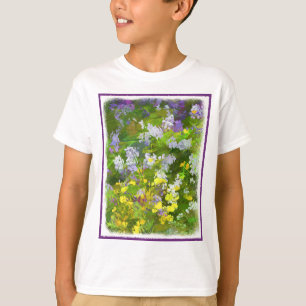 ワイルドフラワーインパスト絵画ズ – オリジナルフラワーアート Tシャツ