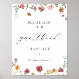 ワイルドフラワーイン開花の署名の私たちのゲストブックの署名 ポスター