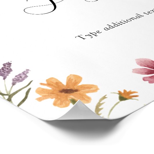 ワイルドフラワーイン開花カスタム文字標識 ポスター (角)