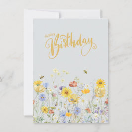 ワイルドフラワーイン開花ハッピーバースデーカード