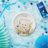 ワイルドフラワーイン開花ハッピーバースデー紙プレート ペーパープレート (パーティー)